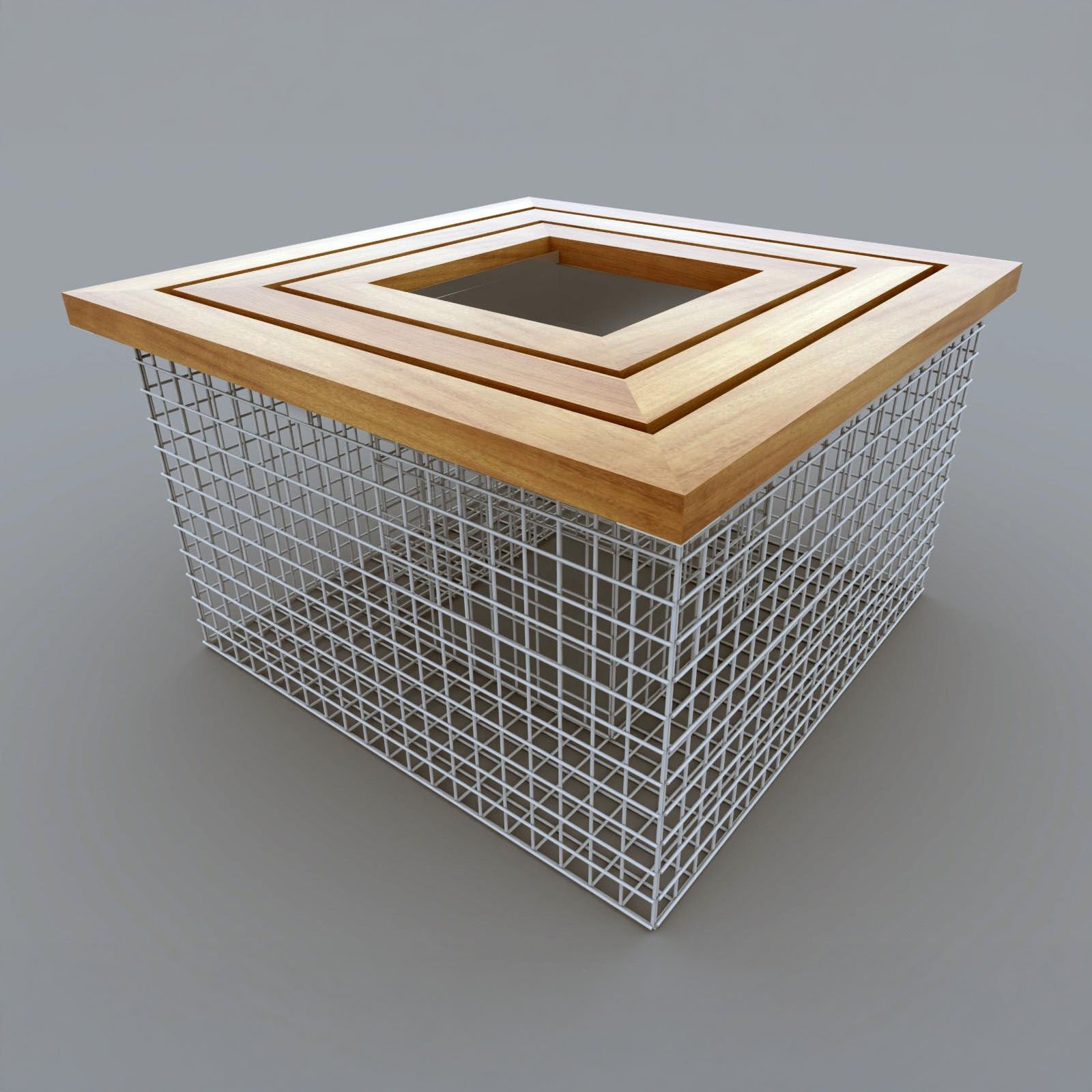 Gabion Center Piece Saksı ahşap çukur